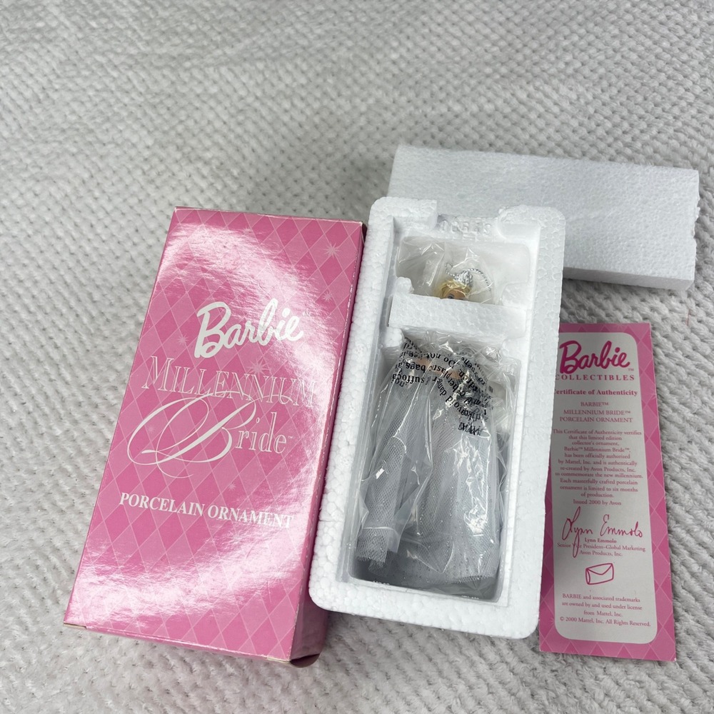 Barbie Millennium Bride Porcelain Ornament Avon 2000 Collectible with COA
